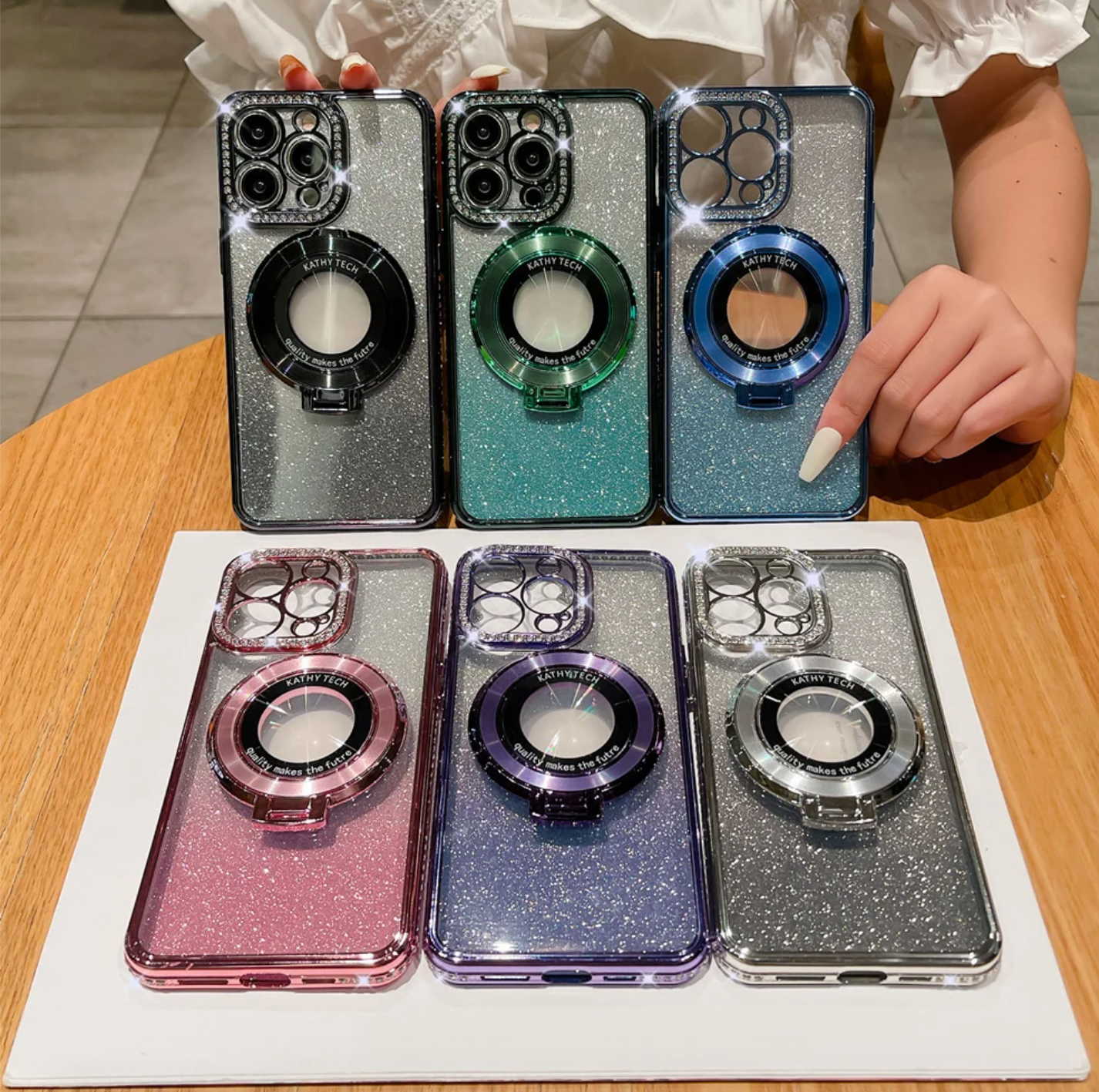 ππ2024 Mother's Day Gifts - Glitter Diamond Magnetic Ring Holder Case for iPhone