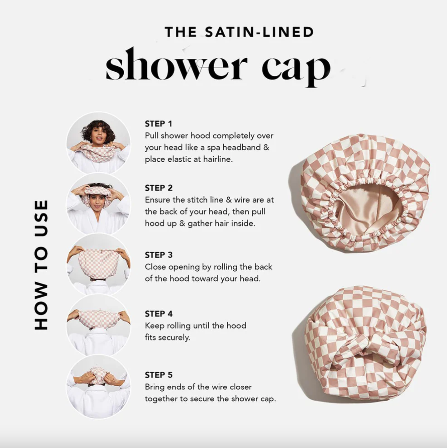 Luxury Satin-Lined Flexi Shower Cap